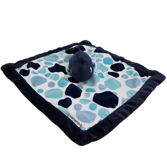 Carters Whale Security Blanket Lovey Blue Polka Dot Baby Comfort‎ Plush 14x14 - Picture 3 of 8